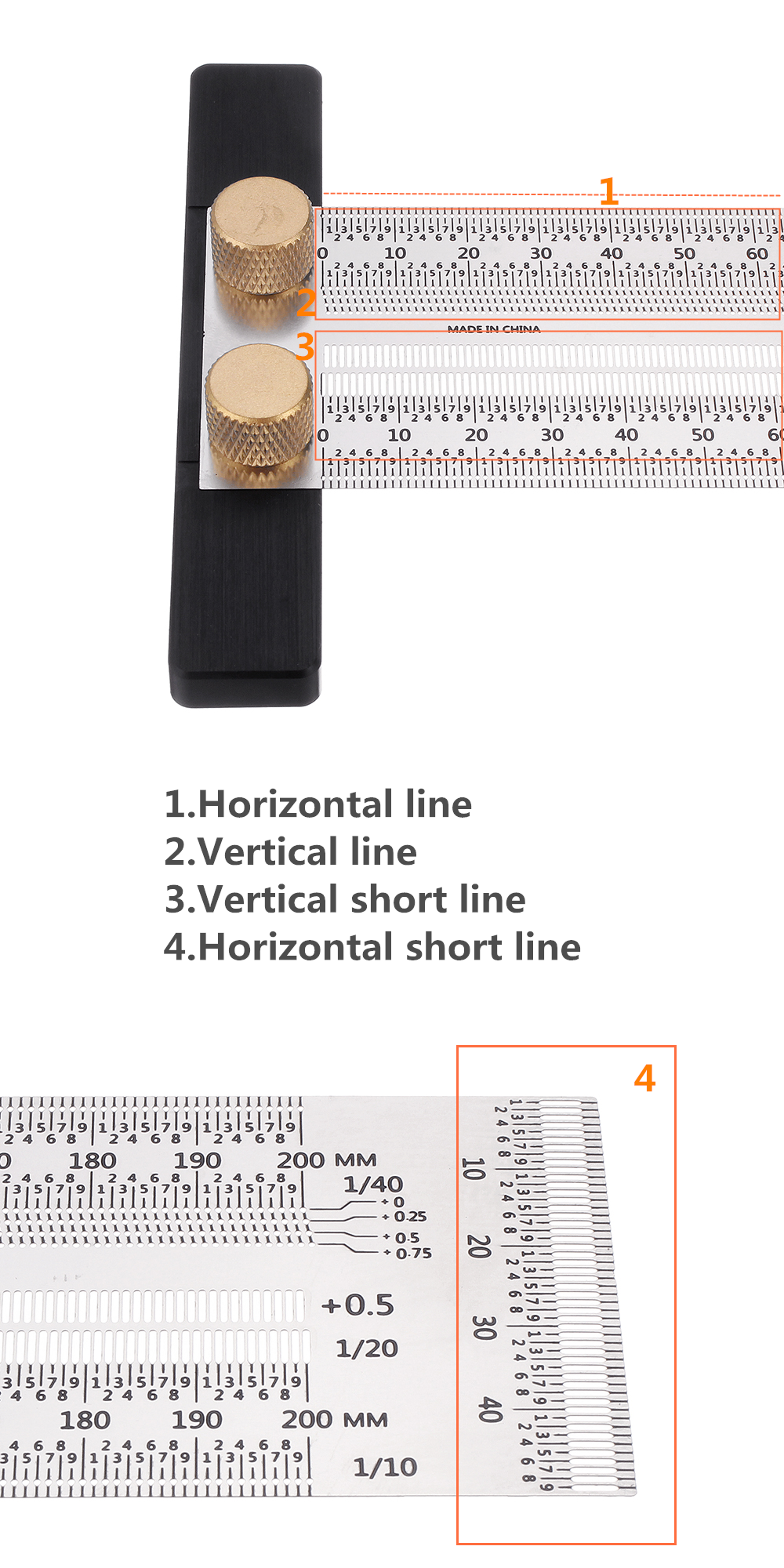 סרגל מדידה בצורת T לסימון ומדידה מדויקים Drillpro T Ruler 20/30/40cm