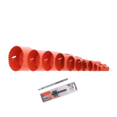סט 10 מסורי כוס יאטו עם מובילים YATO HOLESAW KIT