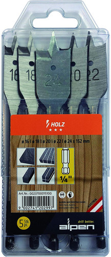 סט מקדחי פרפר 5 יחידות אלפן Alpen HOLZ