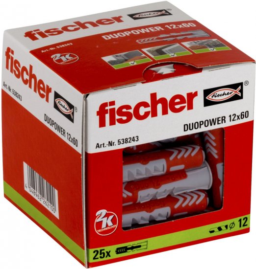 סט 25 מיתדים (דיבלים) אוניברסליים פישר 12×60 מ"מ Fischer DUOPower