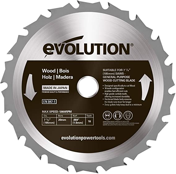 להב עץ למסור עגול ופנדל אבולושן בקוטר Evolution Power Tools RAGEBLADE185WOOD Wood TCT 185 mm