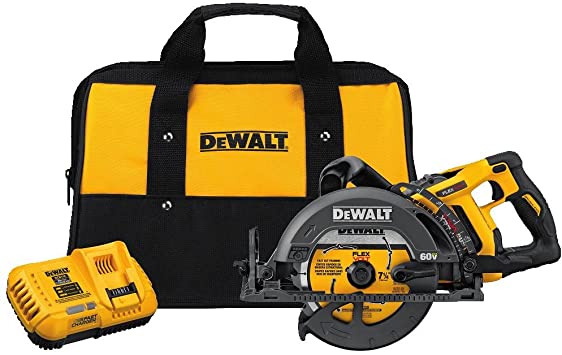 סט מסור עגול דיוולט DEWALT FLEXVOLT 60V MAX Circular Saw for Framing Kit, 7-1/4-Inch, 6.0-Ah Battery (DCS577T1)