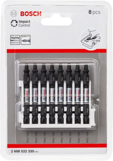 סט 8 ביטים דו צדדיים PH2 / T20 באורך 65 מ''מ למברגות ומקדחות אימפקט