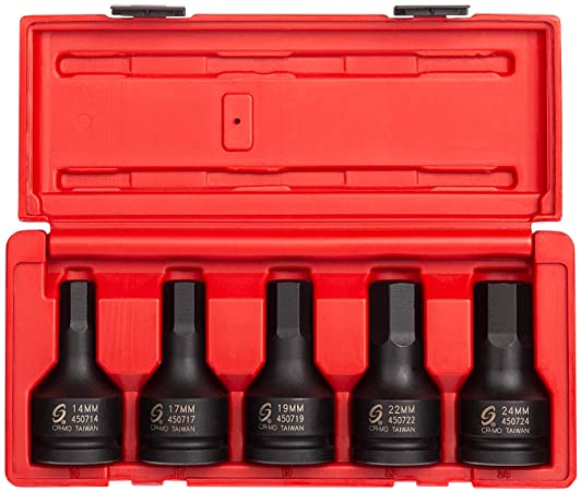 סט 5 בוקסות אלן אימפקט הינע 3/4 אינץ מטריות 14-24 ממ Sunex 4507