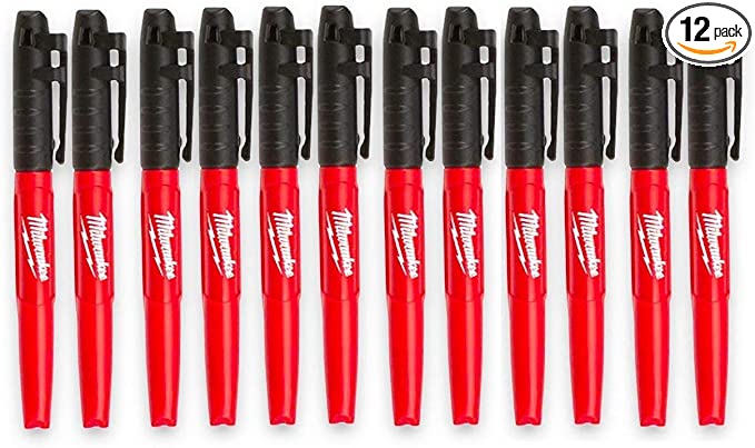 12 טושים שחורים מילווקי אינקצאל לא מחיקים Milwaukee Inkzall Black pen