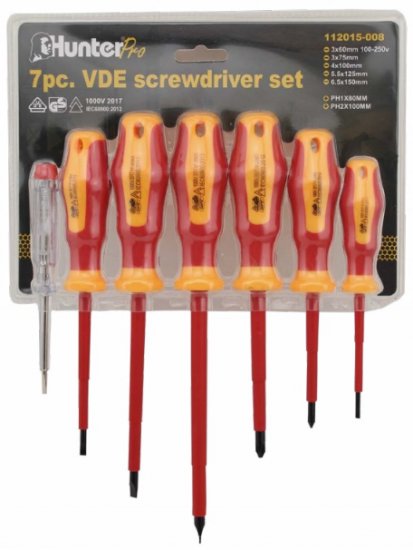 סט 7 מברגים מבודדים VDE מבית Hunter VDE112015