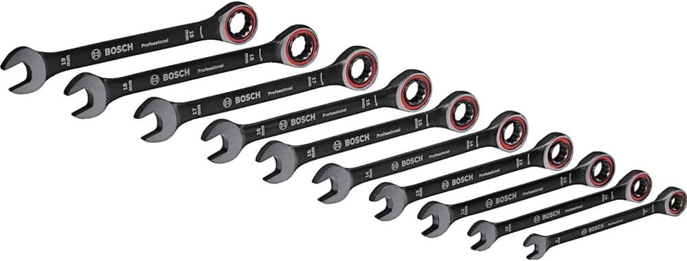 סט 10 חלקים רינג ראטצ'ט בוש במידות Bosch Professional 8-19 mm