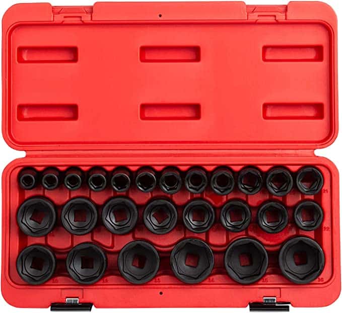 סט 26 בוקסות אימפקט דרייב 1/2" מבית Sunex ארה"ב מסגסוגת כרום מולבידניום בקייס האבי דיוטי