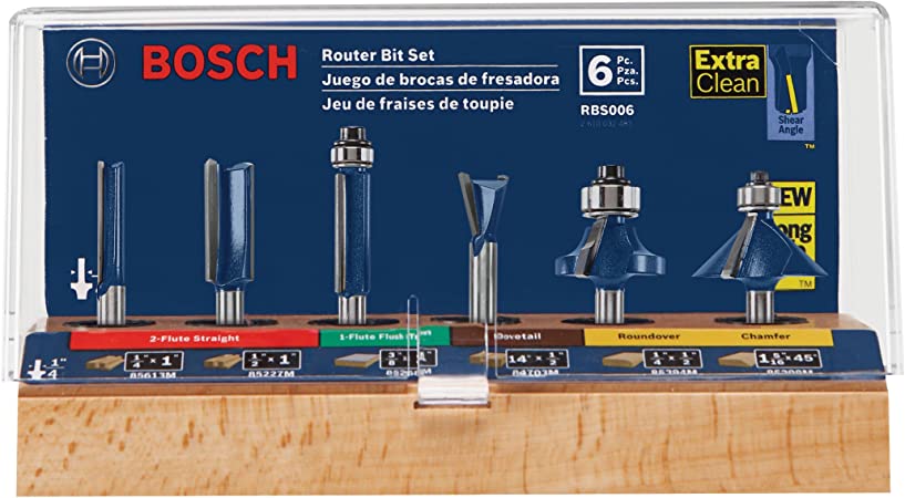 סט 6 כרסומים קנה 1/4 בוש BOSCH RBS006 1/4-Inch Shank Carbide-Tipped