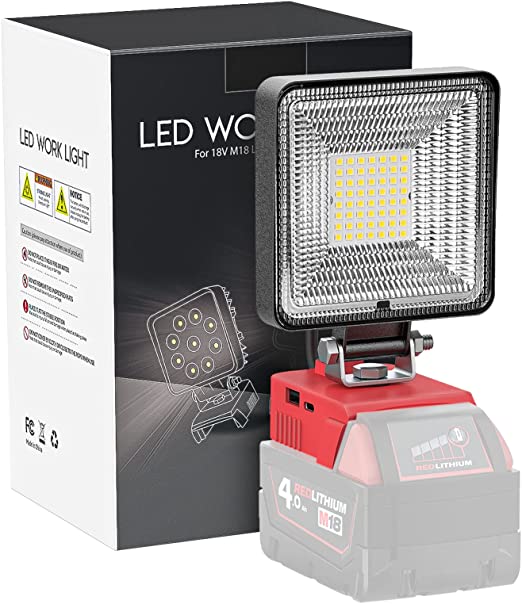 תאורת הצפה 30W גנרית LIVOWALNY לבעלי סוללות מילווקי Milwaukee 18V 3000LM