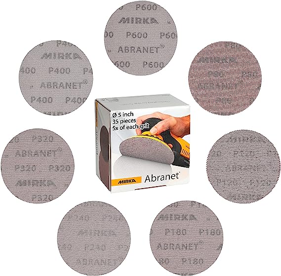35 ניירות רשת מירקה גרעינים מעורבים Mirka 9A-232-AP Abranet 5-Inch Mesh Grip Discs