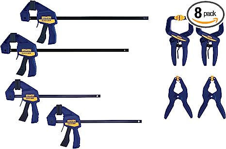 סט 4 כליבות עם 4 קליפסים IRWIN IRHT83220 QUICK-GRIP Clamp Set, 8 Piece
