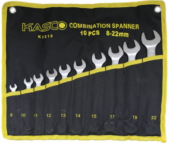 סט 10 מפתחות רינג פתוח 8-22 מ“מ Kasco CR-V K-7310