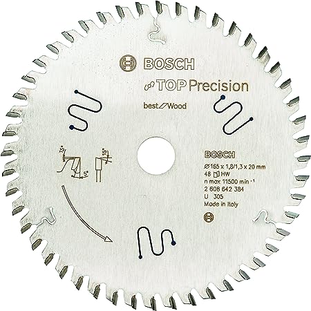 להב למסור עגול תוצרת בוש Bosch Professional Top Precision Best for Wood, 165 x 20 x 1.8 mm, 48 Teeth
