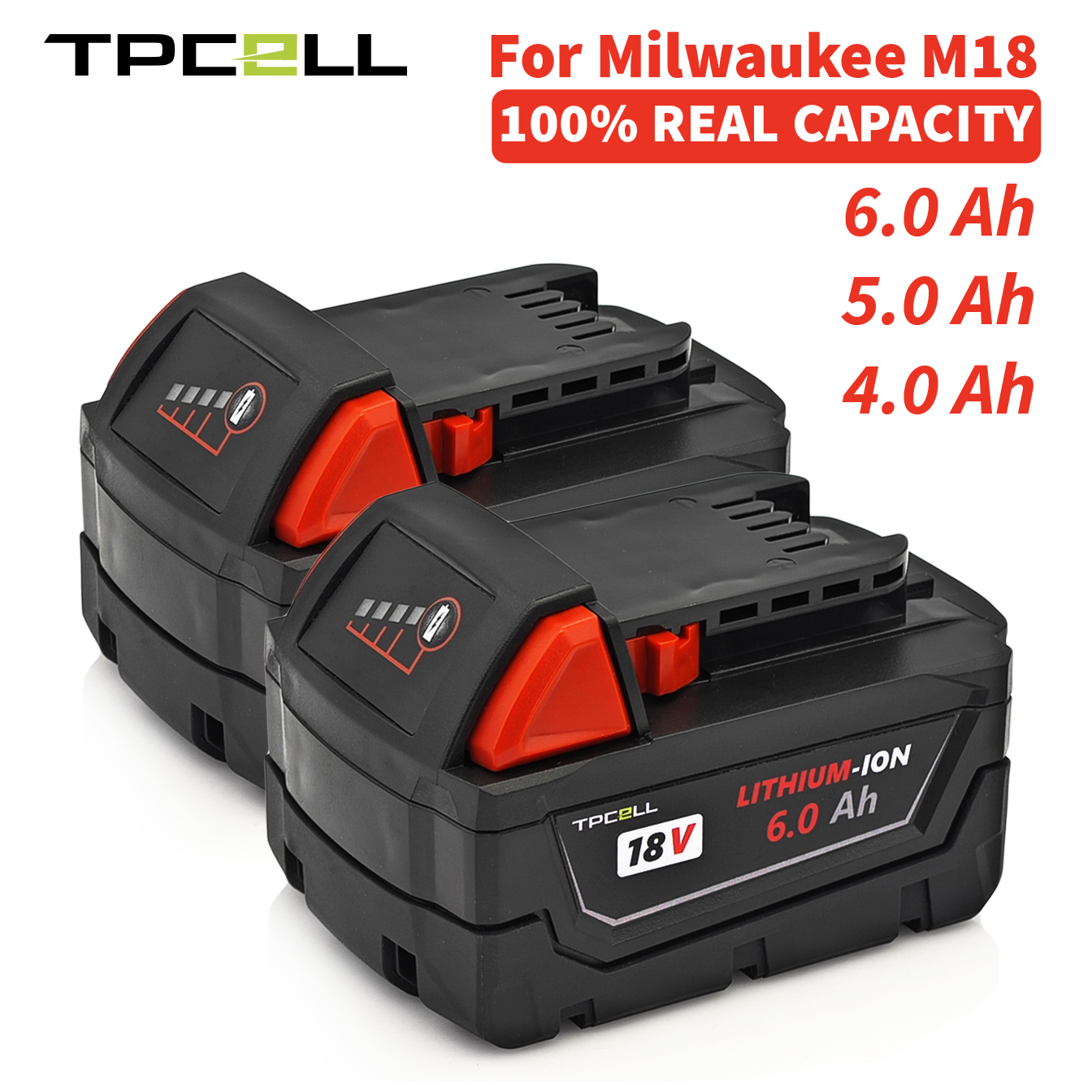 זוג סוללות גנריות פרימיום למילווקי TPCELL For Milwauke XC 18V 5.0Ah