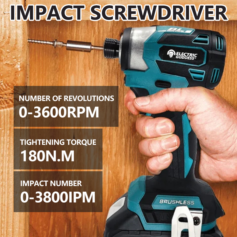 מברגת אימפקט בראשלס גנרית למקיטה עם בורר מהירויות כפול Electric Goddess For Makita 18V