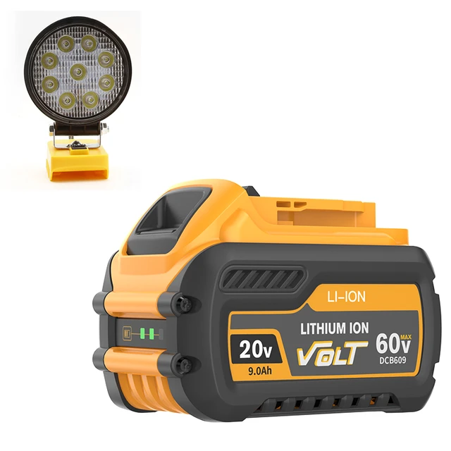 סט של הסוללה הגנרית לדיוולט פלקסוולט 54/60V עם פנס לד מתכוונן גנרי לדיוולט