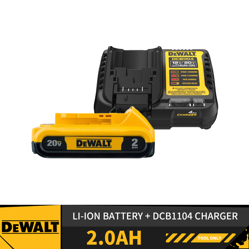 סט סוללה ומטען דיוולט DEWALT 20V 2.0Ah + DCB1104
