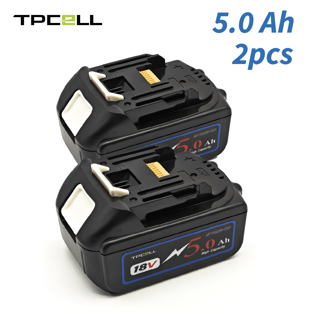 זוג סוללות 5.0Ah משובחות של TPCELL שתואמת למקיטה 18V FOR MAKITA