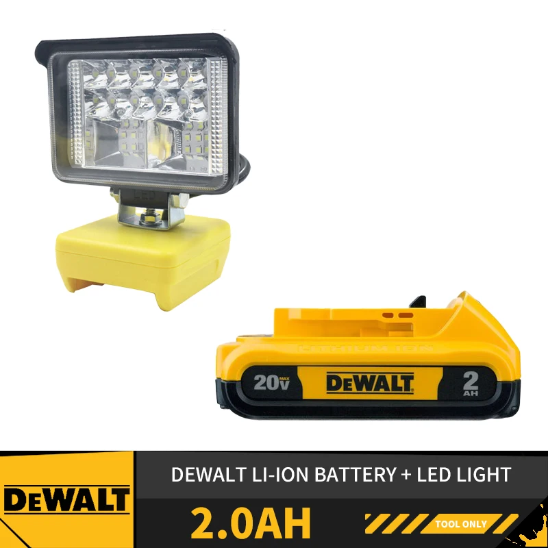 סוללה דיוולט מקורית עם פנס גנרי Dewalt 18V 2.0ah battery w/ generic LED-Light