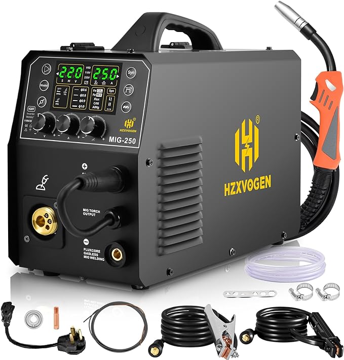 רתכת משולבת 6 ב-1 מיג סליל, טיג ואלקטרונית HZXVOGEN 250A Aluminum MIG Welder 6 in 1