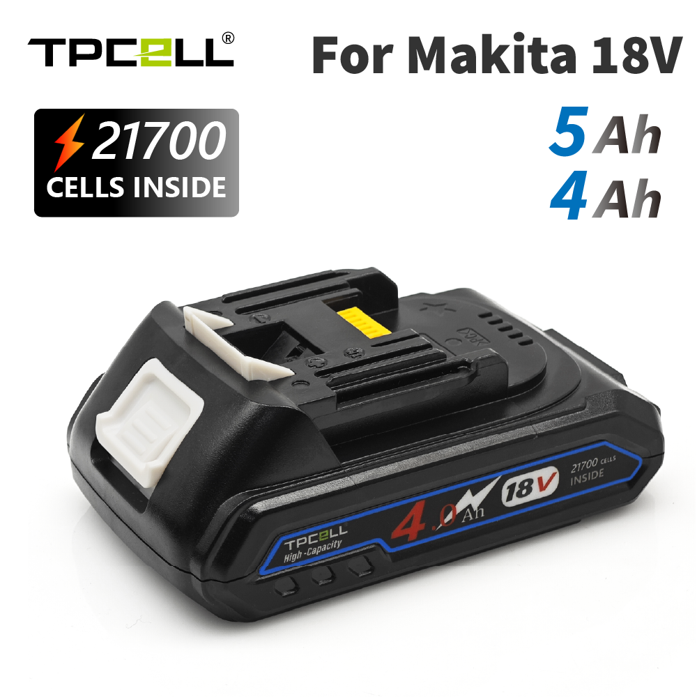 זוג סוללות גנריות למקיטה פרימיום עם תאי ליתיום פריקת זרם גבוהה  TPCELL 4.0Ah For Makita 18V 21700
