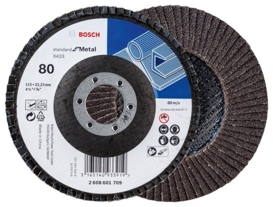 מארז 10 דיסקים פלאפ להשחזה Bosch בקוטר 4.5 אינץ