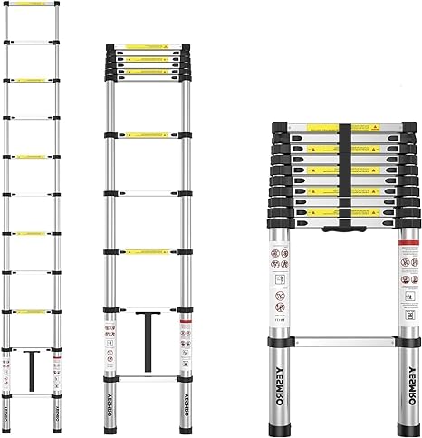 סולם טלסקופי 3.8 מטר יחיד עם טריקה שקטה Telescoping Ladder 12.5ft YESMRO
