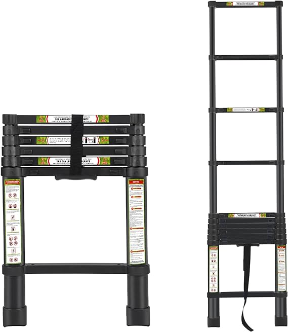סולם טלסקופי נשען יחיד 2 מטר Telescopic Ladder, 6.5FT RIKADE
