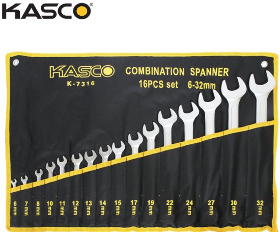 סט 16 מפתחות רינג פתוח 6-32 מ“מ Kasco K-7316
