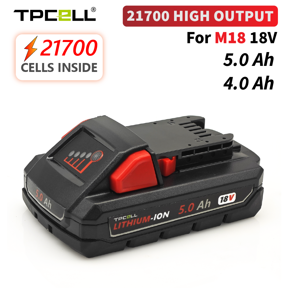 זוג סוללות גנריות למילווקי TPCELL 4.0Ah For Milwaukee M18 21700 High Output