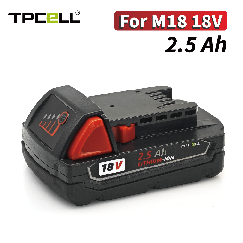 זוג סוללות דקות גנריות למילווקי TPCELL 2.5Ah For Milwaukee M18