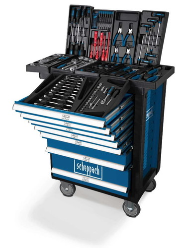 עגלת כלים 7 מגירות + 263 כלים מבית שפך Scheppach TW1000