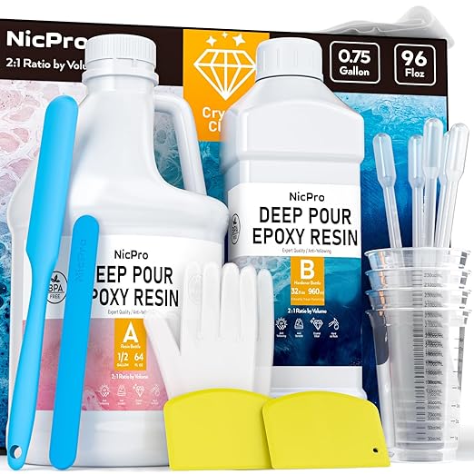 סט אפוקסי ליציקות עמוקות מבית ניקפרו Deep Pour Epoxy Resin Kit, Nicpro ¾ Gallon