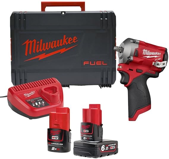 Milwaukee M12 FIW38-622X Fuel™ Impact Wrench Kit 12V 1 x 2.0Ah & 1 x 6.0Ah