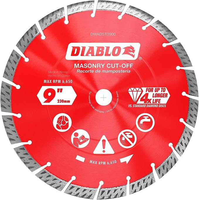 דיסק טורבו יהלום סגמנט פתוח לניסור בטון בקוטר 9" Diablo 230mm DMADST0900