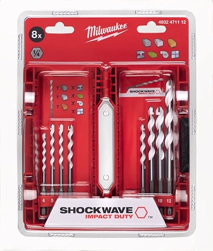 סט 8 מקדחים רב תכליתיים מילווקי 5-12 ממ Milwaukee 4932471112 Shockwave Multi-Material
