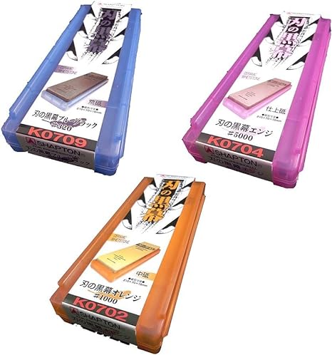 סט 3 אבני השחזה קרמיות מקצועיות Shapton Kuromaku Grit 320/1000/5000תוצרת יפן