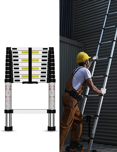 סולם יחיד טלסקופי 3.8 מטר מאלומיניום SDOER Telescoping Ladder 12.5 FT