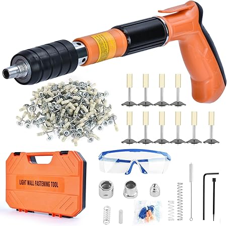 סט אקדח מסמרים לבטון עם 220 מסמרים במזוודה EXCECAR Concrete Nail Gun Kit