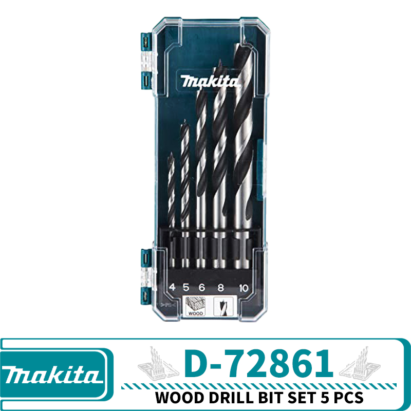 סט 5 מקדחים לעץ מבית מקיטה עבור מקדחה Makita D-72861