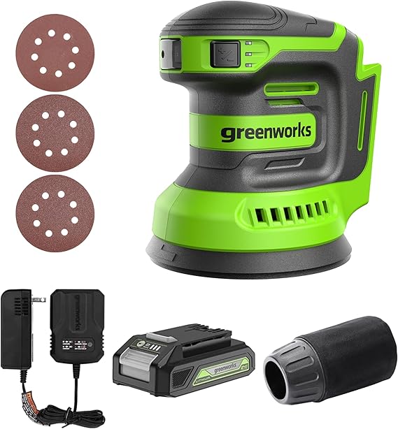 סט מלטשת אקסצנטרית גרין וורקס 125 ממ Greenworks 24V