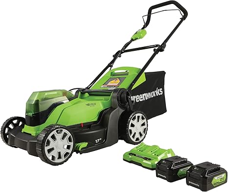 סט מכסחת דשא גרין וורקס ניידת Greenworks 48V (2 x 24V) 17 inch