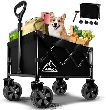 עגלת קמפינג מתקפלת צבע שחור AMNOW 100kg