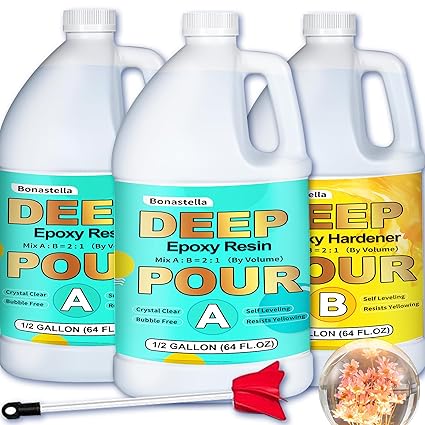 מארז אפוקסי ליציקה עמוקה Deep Pour – 1.5 גלון 🌊 Deep Pour Epoxy Resin – 1.5 Gallon Crystal Clear Resin Epoxy Kit for 2-4" Pour Depths