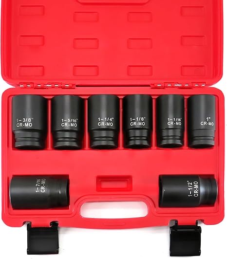 סט 8 בוקסות אימפקט עמוקות אינצי למפתח רטיטה TONYMOL SAE (1"to 1-1/2") Cr-Mo