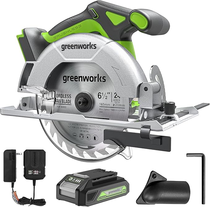 סט מסור עגול נטען גרין וורקס Greenworks 24V PowerAll דגם CR24L00