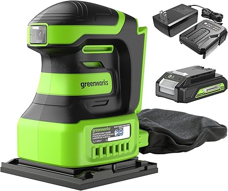סט מלטשת מלבנית גרין וורקס Greenworks 24V Palm sander kit