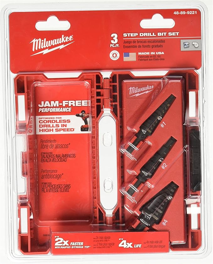 שלישיית מקדחי קונוס מילווקי Milwaukee GIDDS2-2475514 Step Bit 3-Piece Set (#1, 2, 4)