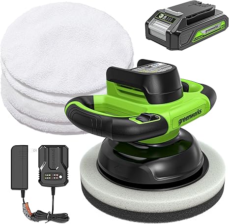 סט פולישר גרין וורקס Greenworks 24V Polisher 10-inch